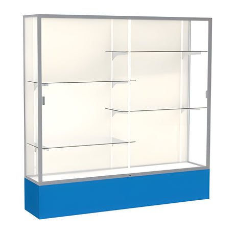 Spirit Royal Blue Display Case (Unighted), Plaque Fabric Back w/ Satin Natural aluminum frame finish, 72"H x 72"W x 16"D