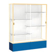 Spirit Royal Blue Display Case (Unighted), White Laminate Back w/ Champagne aluminum frame finish, 72"H x 60"W x 16"D