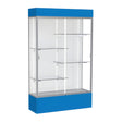 Spirit Royal Blue Display Case (Lighted), White Laminate Back w/ Satin Natural aluminum frame finish, 80"H x 48"W x 16"D
