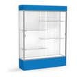 Spirit Royal Blue Display Case (Lighted), White Laminate Back w/ Satin Natural aluminum frame finish, 80"H x 60"W x 16"D