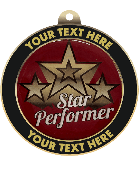 Star Performer Insert Medal with Personalized Rim