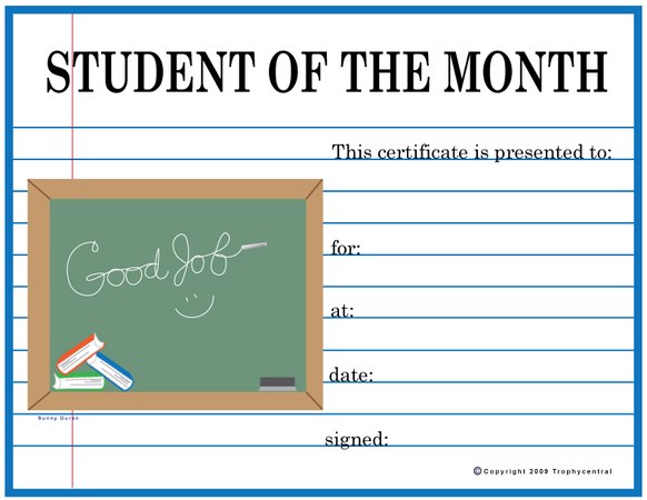 Student of the Month Award Certificate - Free Template