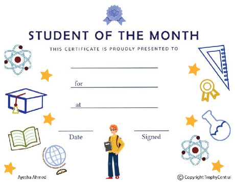 Student of the Month Award Certificate - Free Template - Design 2