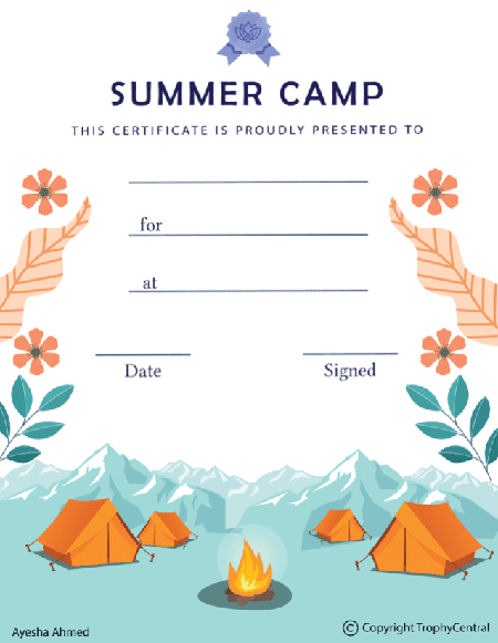 Summer Camp Award Certificate - Free Template