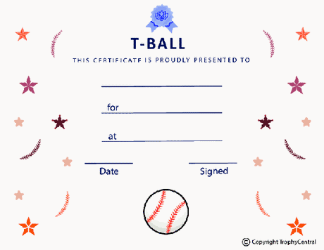 T-Ball Award Certificate - Free Template