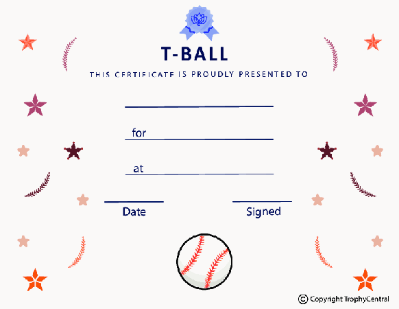 T-Ball Award Certificate - Free Template