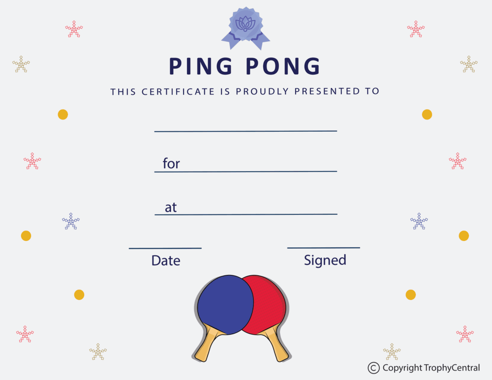 Table Tennis Award Certificate - Free Template