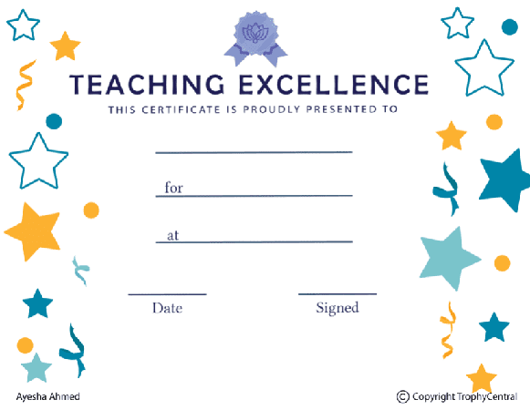 Teaching Excellence Award Certificate - Free Template