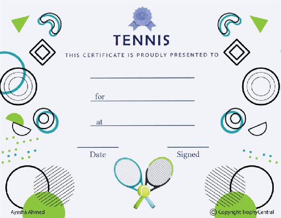 Tennis Award Certificate - Free Template