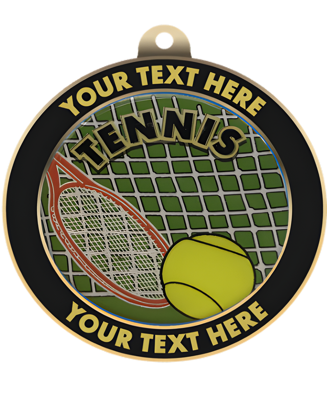 Tennis Insert Medal with Personalized Rim