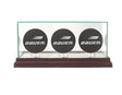 Three Hockey Puck Glass Display Case