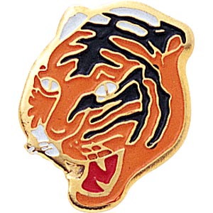 Tiger Mascot Lapel Pins with Color Finish