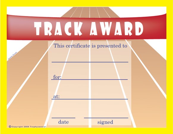 Track Award Certificate - Free Template