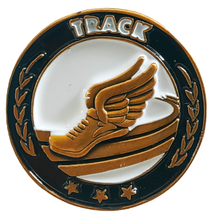 Track Gold Enamel Lapel Pin