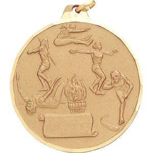 2" Diamond Cut Female Track Medal with Ribbon