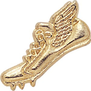 Gold Chenille Track Shoe Lapel Pin