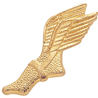 Gold Track Winged Foot Lapel Pin