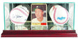 Two Baseball & Card Glass Display Case
