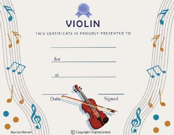 Violin Award Certificate - Free Template