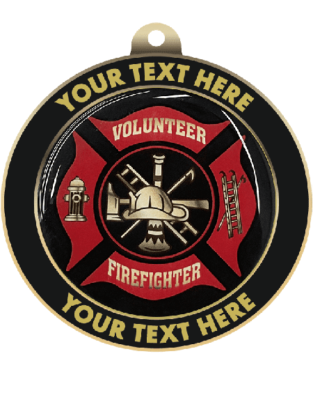 Volunteer Firefighter Insert Medal with Personalized Rim