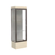 Edge Lighted Floor Display Case, 12" Beigewood Base w/ Harbor Back and Dark Bronze Aluminum Frame, 76"H x 24"W x 20"D