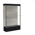 Edge Lighted Floor Display Case, 12" Black Base w/ Harbor Back and Dark Bronze Aluminum Frame, 76"H x 48"W x 20"D