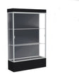 Edge Lighted Floor Display Case, 12" Black Base w/ Slate Back and Satin Natural Aluminum Frame, 76"H x 48"W x 20"D