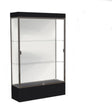 Edge Lighted Floor Display Case, 12" Black Base w/ White Back and Dark Bronze Aluminum Frame, 76"H x 48"W x 20"D