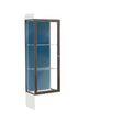 Edge Lighted Floor Display Case, 12" Frosty White Base w/ Blue Steel Back and Dark Bronze Aluminum Frame, 76"H x 24"W x 20"D