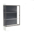 Edge Lighted Floor Display Case, 12" Frosty White Base w/ Slate Back and Dark Bronze Aluminum Frame, 76"H x 48"W x 20"D