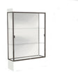 Edge Lighted Floor Display Case, 12" Frosty White Base w/ White Back and Dark Bronze Aluminum Frame, 76"H x 48"W x 20"D