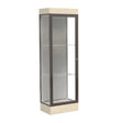 Edge Lighted Floor Display Case, 6" Beigewood Base w/ Harbor Back and Dark Bronze Aluminum Frame, 76"H x 24"W x 20"D