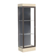 Edge Lighted Floor Display Case, 6" Beigewood Base w/ Slate Back and Dark Bronze Aluminum Frame, 76"H x 24"W x 20"D