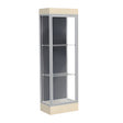 Edge Lighted Floor Display Case, 6" Beigewood Base w/ Slate Back and Satin Natural Aluminum Frame, 76"H x 24"W x 20"D
