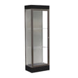 Edge Lighted Floor Display Case, 6" Black Base w/ Harbor Back and Dark Bronze Aluminum Frame, 76"H x 24"W x 20"D