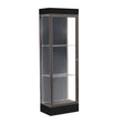 Edge Lighted Floor Display Case, 6" Black Base w/ Slate Back and Dark Bronze Aluminum Frame, 76"H x 24"W x 20"D