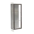 Edge Lighted Floor Display Case, 6" Frosty White Base w/ Harbor Back and Dark Bronze Aluminum Frame, 76"H x 24"W x 20"D