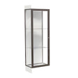 Edge Lighted Floor Display Case, 6" Frosty White Base w/ White Back and Dark Bronze Aluminum Frame, 76"H x 24"W x 20"D