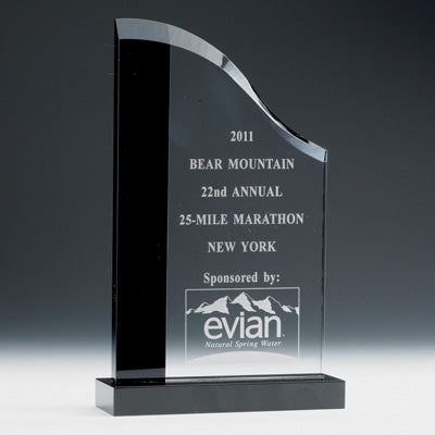 Wave Crystal Award with Black Trim