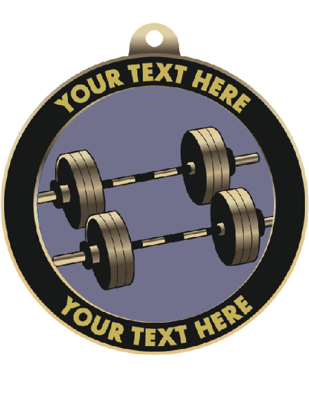 Weightlifting Insert Medal with Personalized Rim