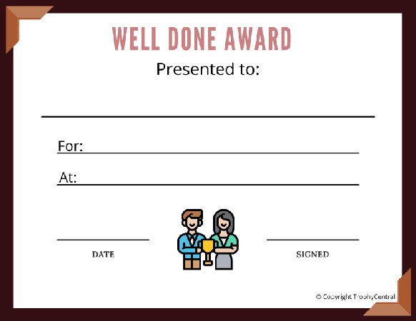 Well Done! Award Certificate - Free Template