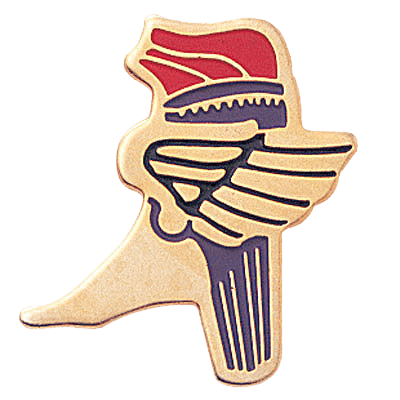 Winged Foot Track & Torch Pin