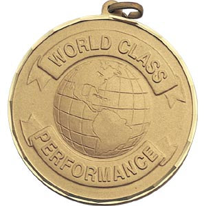 2" Diamond Cut Edge Medal with Ribbon - World Class Performance
