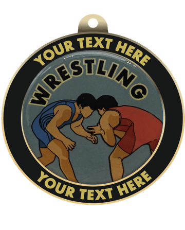 Wrestling Insert Medal with Personalized Rim