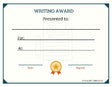 Writing Award Certificate - Free Template